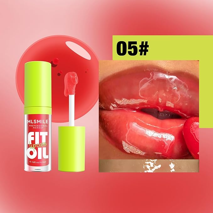 Lip Oil Lip Glaze, Soft Brush Head Hydrating Lip Glow Oil,Shiny Transparent Lip Gloss Plumping,Long Lasting Nourishing Non-sticky Fresh Clear Smooth Lip Care