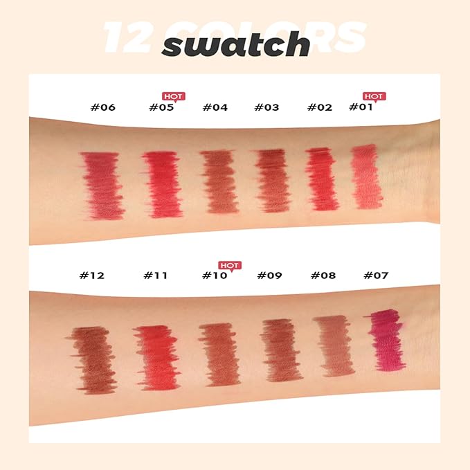 12 Colors Matte Lip Liner Pens Set,Cream Glide Lip