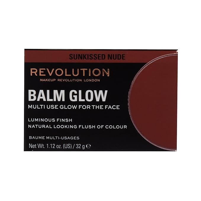 Revolution, Balm Glow, Multi-Use Balm for Cheeks, Eyes & Lips, Buildable Formula, Dewy Finish, Sunkissed Nude, 1.12 Oz.