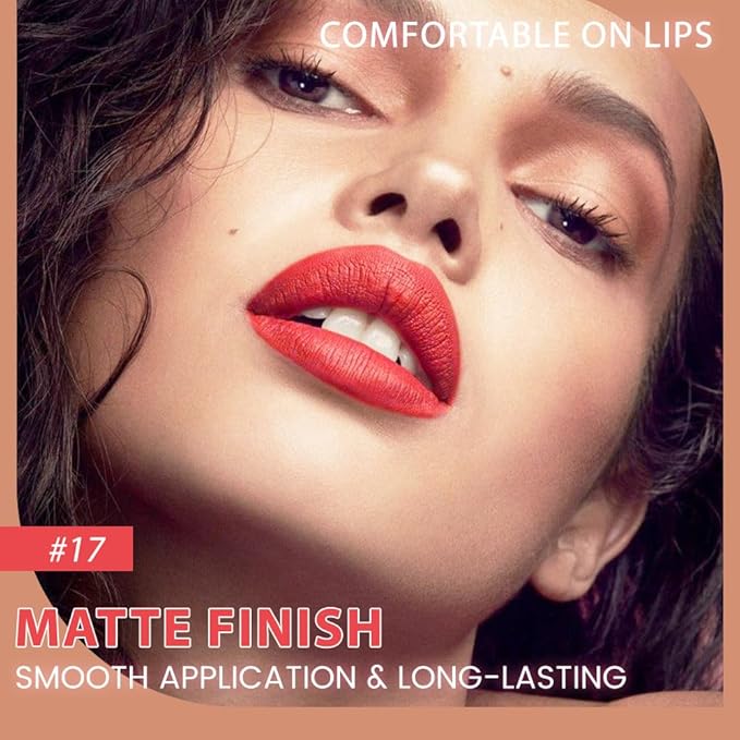 evpct 1Pcs Vermilion Red Matte Long Lasting Lip Liner Pencils Makeup for Shaping & Sculpting Lips, No Transfer Long Wear Waterproof Pigmented Lip Liner lipliners Crayon Lipstick Pencil Sharpener 17