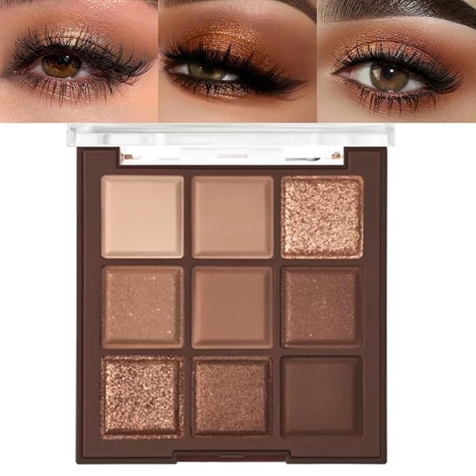 Neutral Brown Eye Shadow palette- Rose Gold Dark Brown Eyeshadow Palette Colorful 9 Colors, Matte Shimmer Highly Pigmented Nude Eyeshadow Palette Makeup Naturing-Looking Long Lasting2