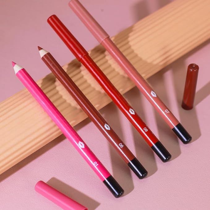 evpct 12Pcs Matte Waterproof Lip Liner Crayon Pencils Set Packs for Shaping & Sculpting Lips, Nude Pink Chestnut Maroon Dark Taupe Brown Plum Purple Deep Red Creamy Lipstick and Lip Liner Set
