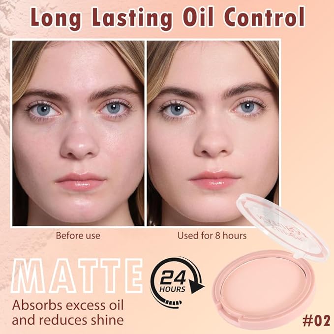 Oil Control Face Pressed Powder, Matte powder setting 1 Pcs)