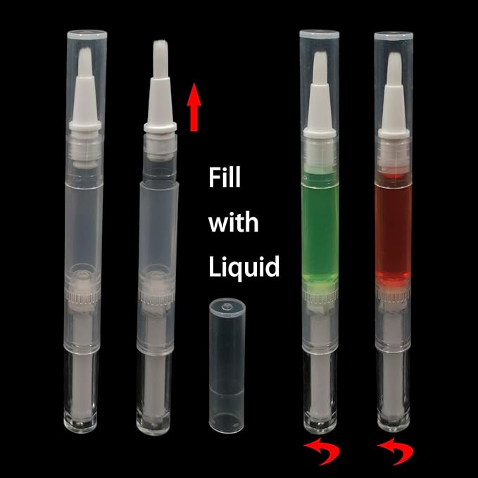 5 Pack 3 ml Transparent Twist Pens, Empty Nail Oil Pen with Brush Tip, Cosmetic Lip Gloss Container Applicators Eyelash Growth Liquid Tube (5x)