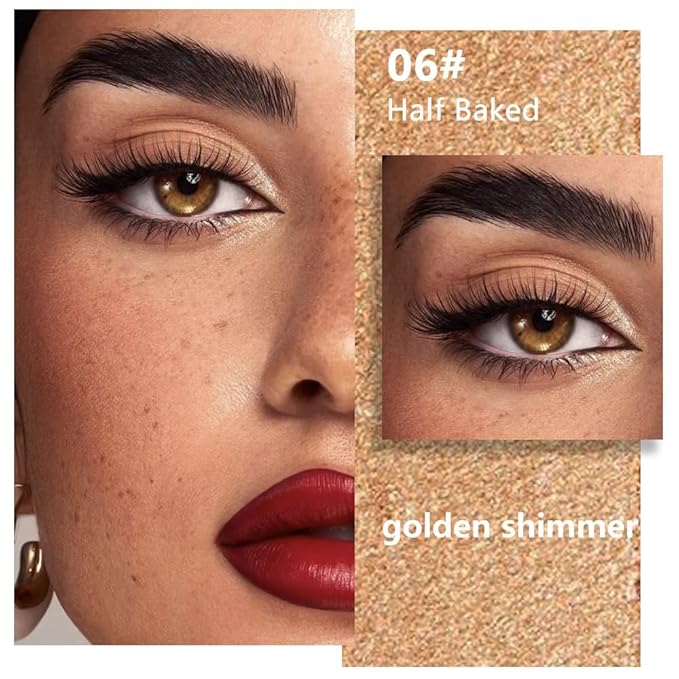 Golden Glitter Eyeshadow – Neutral Shimmer Eye Shadow, Daily Waterproof Long-Lasting Eyeshadow Powder Palette for Women Eye Makeup sombras para ojos (06)