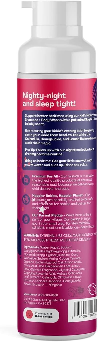 Hello Bello Kids Shampoo and Body Wash, Gentle Hypoallergenic Tear-Free Formula, Vegan and Cruelty-Free, Creamy Coconut Scented - 10 fl oz