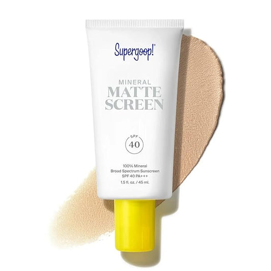 Supergoop! Mineral Mattescreen (SPF 40) - 45 mL - 100% Mineral, Oil-Free Broad Spectrum Sunscreen - Smooths Skin’s Appearance, Minimizes Pores & Controls Shine - Water & Sweat Resistant…