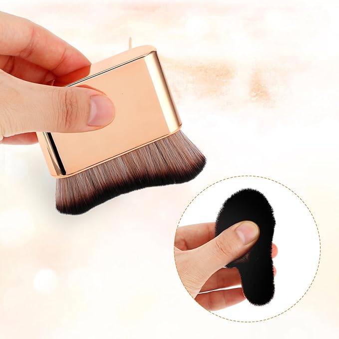 Self Tan Brush Soft Body Makeup Brush Portable Self Tanning Brush Self Tanner Face Brush Kabuki Foundation Brush for Body & Leg Makeup(Rose Gold)