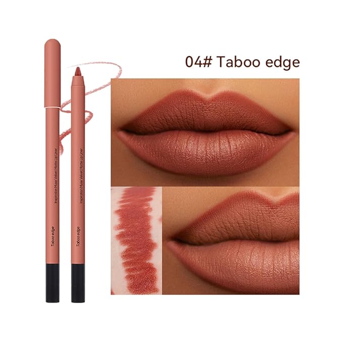 KISSIO Lip Liner,Creamy Lip Pencil,Long Lasting Lip Liner with Sharpener,Matte Finish,Smooth and Soft,Non-Dry,Easy to Use,Cruelty free,0.02 oz,04 Taboo edge