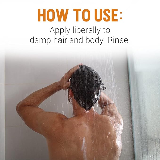 Woody's Just4Play Hair and Body Wash for Men - Sulfate-Free, Deep Cleansing, Hydrating, Fresh Scent, All-in-One Shower Gel, 8 fl oz