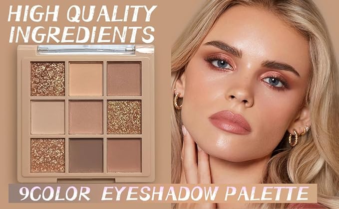 Eyeshadow Palette Makeup- 9 Colors Naked Eyeshadow Palette Matte Shimmer Korean Natural Eye Shadow palettes Highly Pigmented Naturing-Looking Long Lasting (#01)