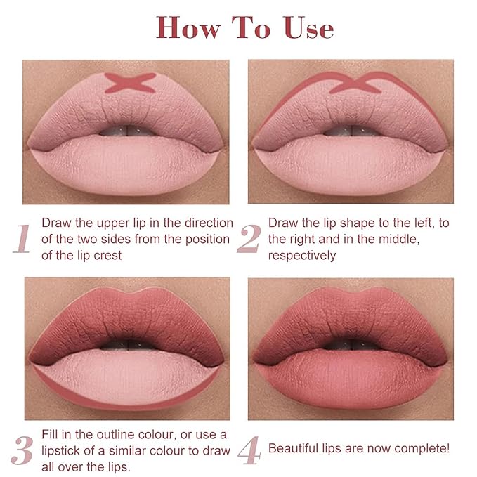 Lip Liner Set, 6 Colors Longwear and Pigmented Matte Lip Pencil Makeup, Smooth Application, Retractable Waterproof Lip Liner