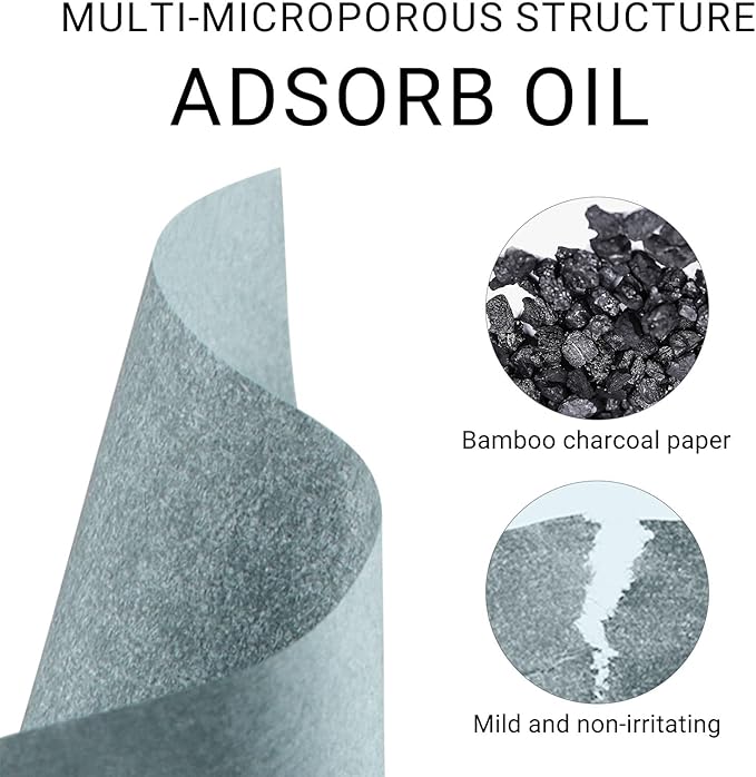 KYDA 200 Sheets Bamboo Charcoal Oil Blotting Paper Control Film