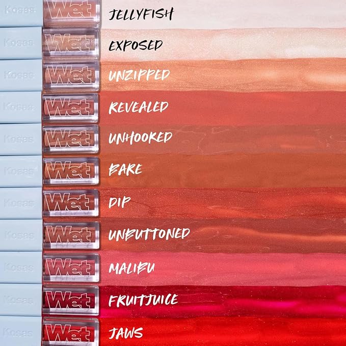 Kosas Wet Lip Oil Gloss - Hydrating Lip Plumping Treatment with Hyaluronic Acid & Peptides, (Jaws)