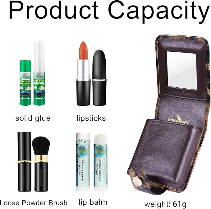 Cockatoo Leather Lipstick Case with Mirror, Women's Portable Lipstick Pouch Travel Cosmetic Bag Can Be Put in Wallet Mini Cosmetic Bag Lipstick Pouch (Bright Red)