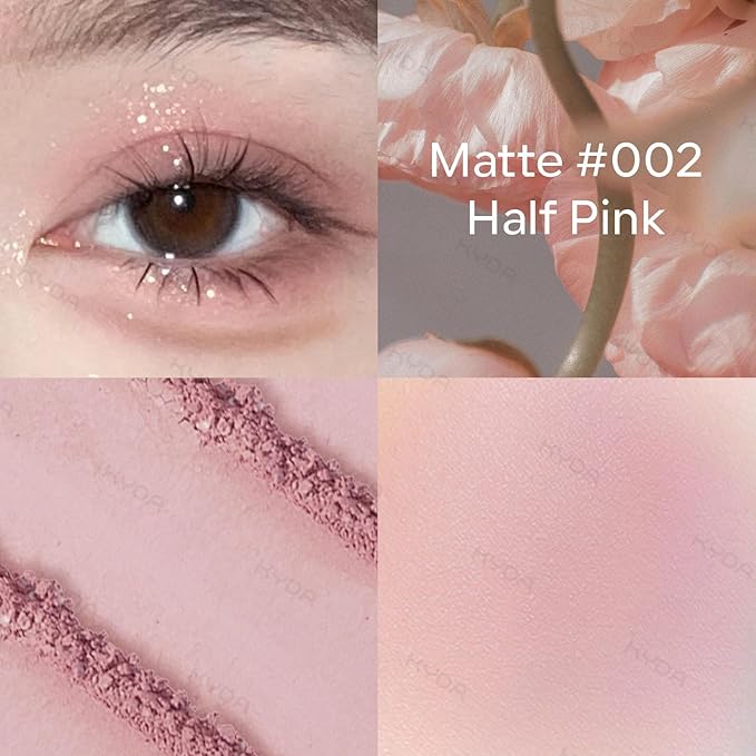 KYDA Multiuse Blendable Eyeshadow & Blush Makeup, Ultra-fine Lightweight Powder, Daily Matte Warm Tone Eyes Makeup, Half Pink Lavender