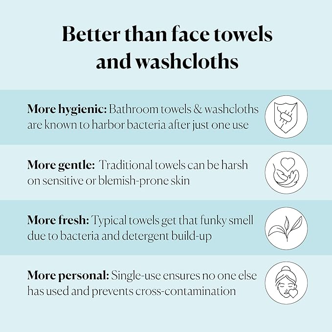Sky Organics - Gentle Clean Face Towels (1-Pack) - 50 XL Single-Use Face Wipes - Ultra Soft & Dual Textured - Disposable Towel - Makeup Remover Wipes - Cruelty Free - Skin Care Tools - Self Care