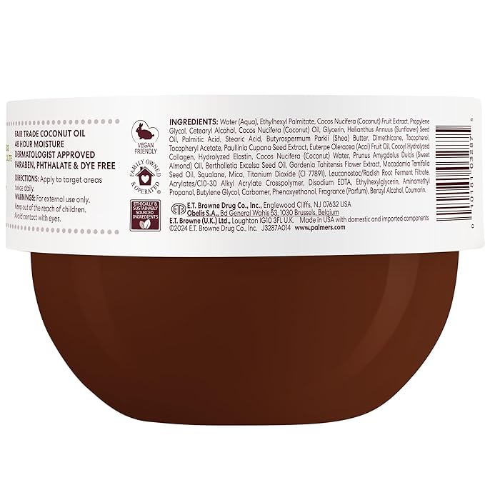 Palmer's Coconut Oil Formula Brazilian Coco Cream with Vitamin E, 8.8 Fl Oz, Whipped Bum, Bust & Body Cream, Helps with Skin Tightening & Firming