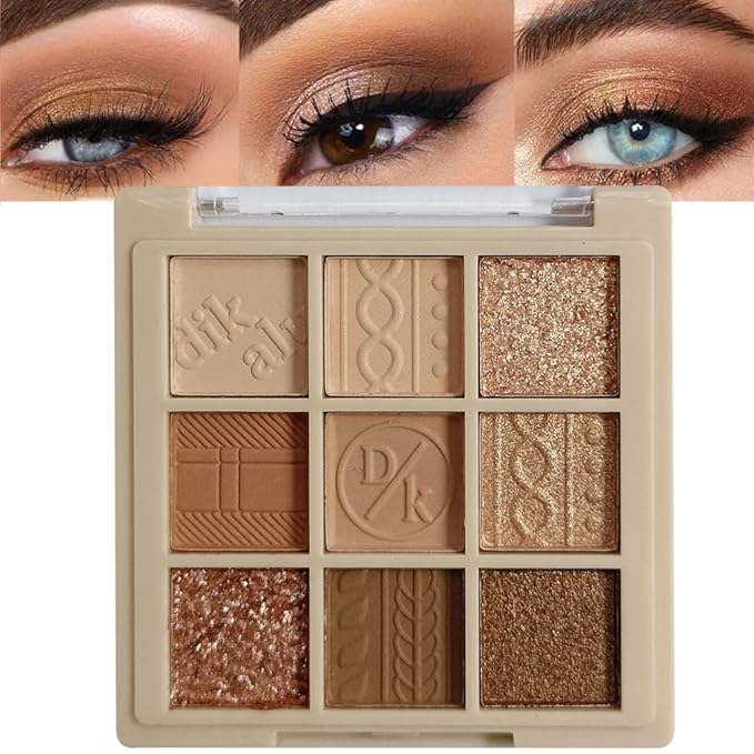 Eyeshadow Palette Makeup- 9 Colors Eyeshadow Palette Matte Shimmer Korean Natural Eye Shadow palettes Highly Pigmented Naturing-Looking Long Lasting (15#)