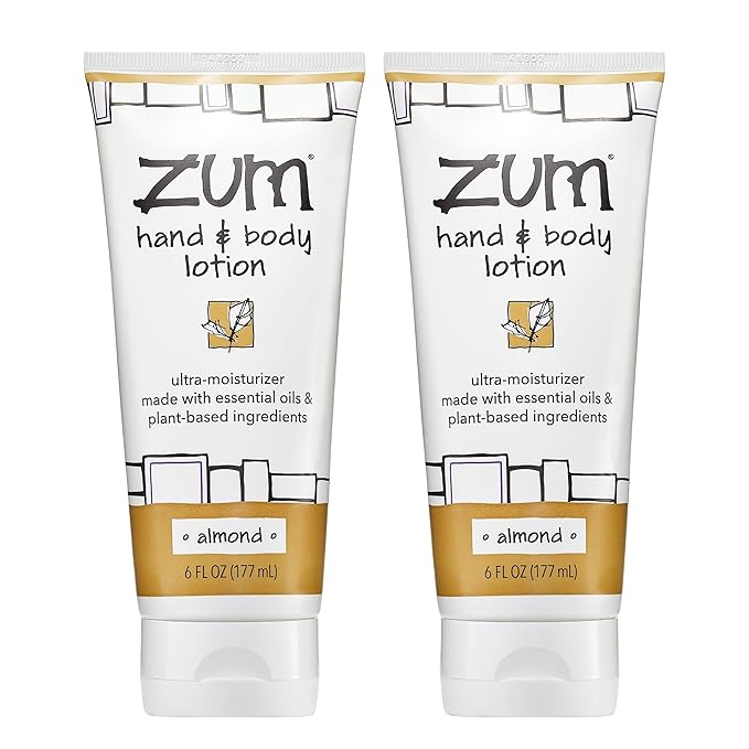 Zum Indigo Wild Hand & Body Lotion - Natural Hand Lotion for Dry Hands - Body Lotion for Women & Men - Body Moisturizers Include Shea Butter, Jojoba Oil & More - Almond Scent - 6 fl oz (2 Pack)
