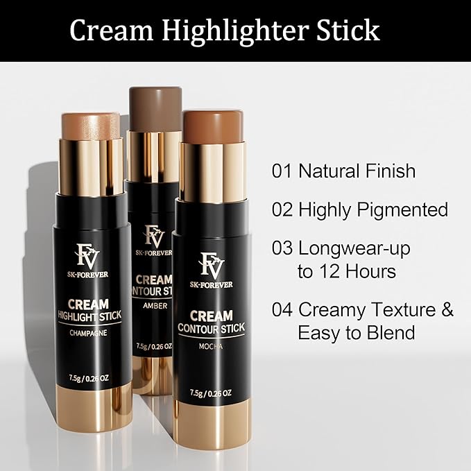 FV Cream Highlighter Stick, Blendable & Long Lasting 03 Champagne