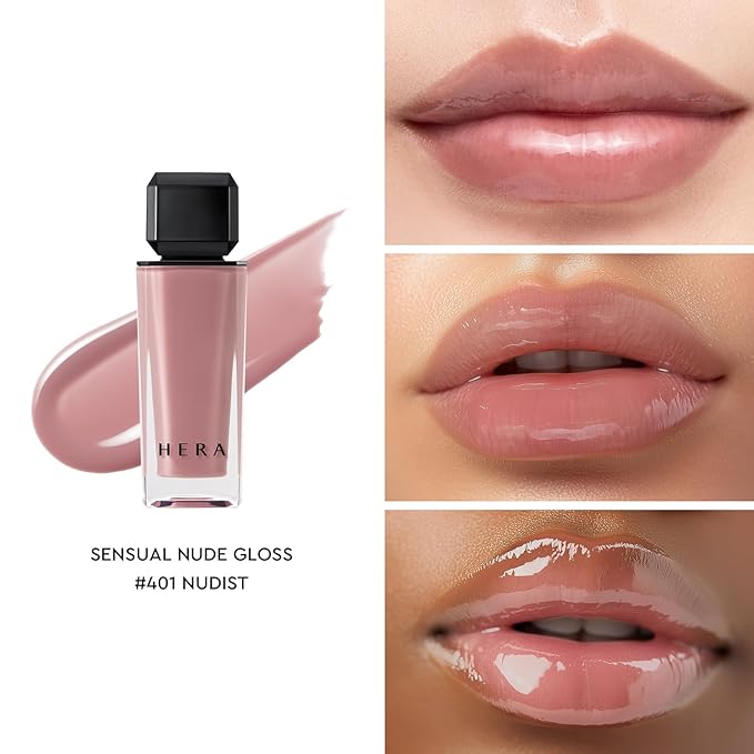 HERA Sensual Nude Lip Gloss #401 NUDIST | Volumizing Sheer & Glossy Finish, Non-sticky, Moisturizing and Hydrating, Korean Makeup, 0.17 oz. (5g)