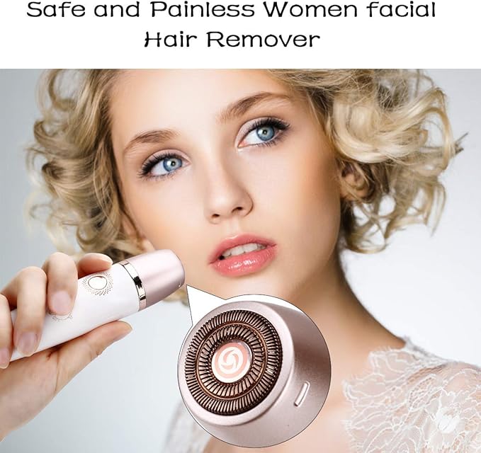 Electric Razor for Women - Painless 2-in-1 Shaver for Women Hair Remover for Face, Legs and Underarm Wet & Dry, Portable Bikini Trimmer, Lady Hair Removal with 2 Trimmer Heads- Micro USB Recharge