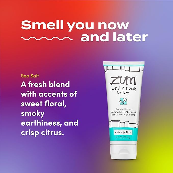 Zum Indigo Wild Hand & Body Lotion - Natural Hand Lotion for Dry Hands - Body Lotion for Women & Men - Body Moisturizers Include Shea Butter, Jojoba Oil & More - Sea Salt Scent - 6 fl oz (2 Pack)