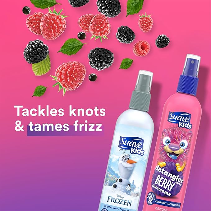 Suave Detangler Spray for Kids Variety 2-Pack – Berry Awesome & Frozen Frosted Berry, Detangling Spray for Kids Hair, Curly, Wavy & Straight, 10 Oz Ea