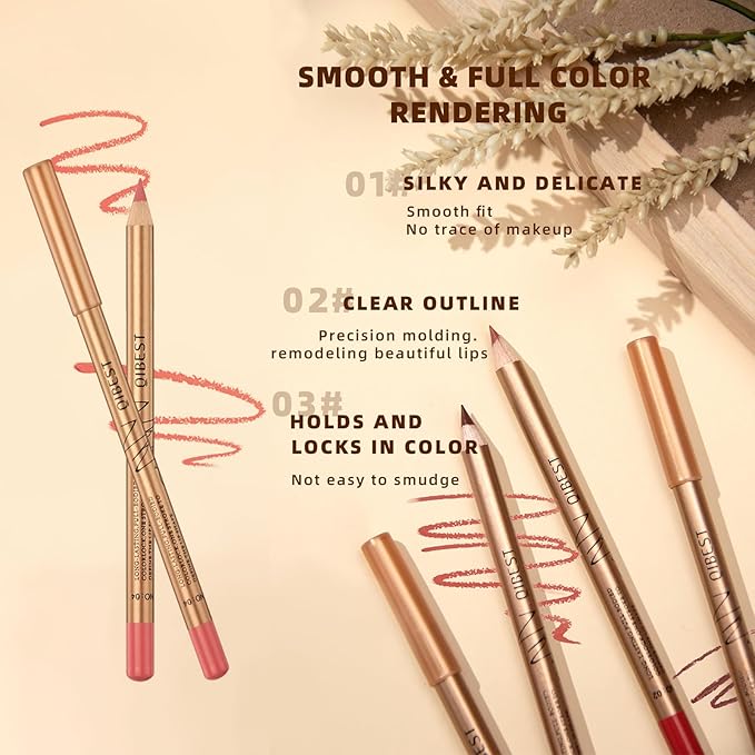 12 Colors Lip Liner Set, Brown Pink Red Smudge