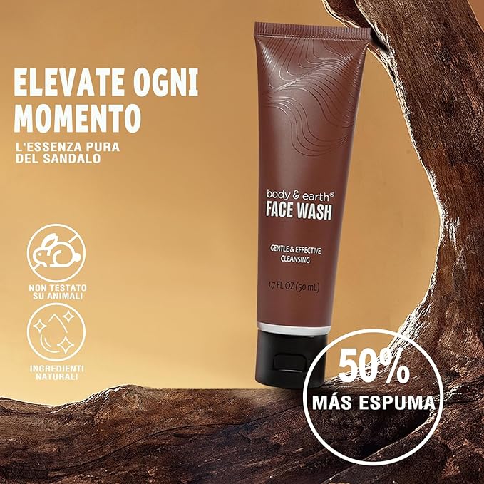 Bath and Body Gift Baskets for Men Body & Earth Sandalwood Mens Bath Set with Body Lotion, Face Wash, Shower Gel, Bubble Bath, Loofah & More, Gift Set for Men,regalos para hombre,Christmas Gifts