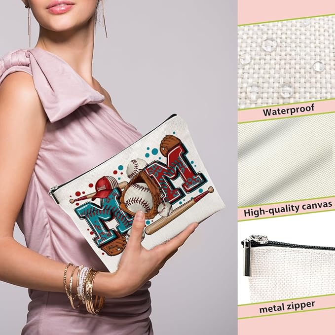 Baseball Gifts Mom Gifts, Baseball Stuff Makeup Bag, Mama Gifts for Mom Women Baseball Team Player Friend, Baseball Mom Cosmetic Bag, Baseball Coach Gifts Toiletry Bag Christmas Birthday Gifts