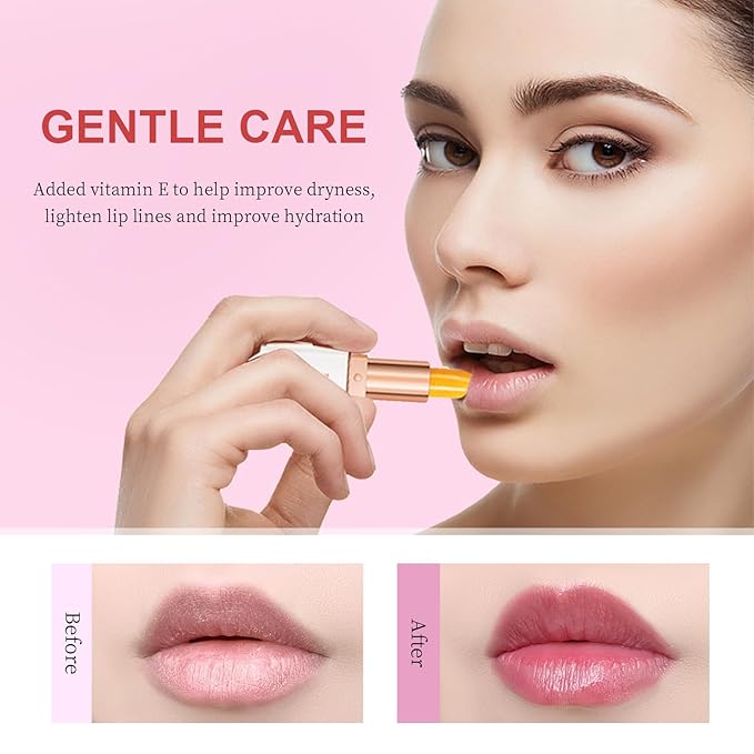 Color Changing Lipstick, 6-Colors Lip Stain Temperature Activated Vegan Formula, Magic Lipstick Long-Lasting, Nourishing, Cruelty-Free & Vegan #light yellow