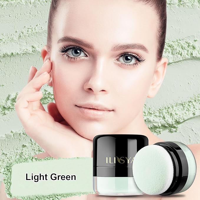 Setting Powder Lightweight Loose Powder Finishing Powder Long-Lasting Green/Translucent)-2 Boxes