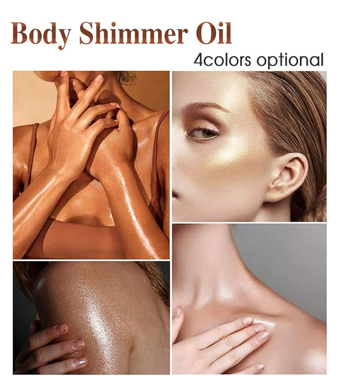 Shimmer Body Oil Rose Gold, Illuminator Highlighter for Body