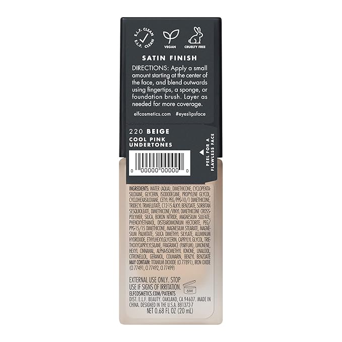 e.l.f. Flawless Finish Foundation, Improves Uneven Skin Tone, Lightweight, Medium Coverage & Semi-Matte, Vegan & Cruelty-Free, Beige 0.68 Fl Oz