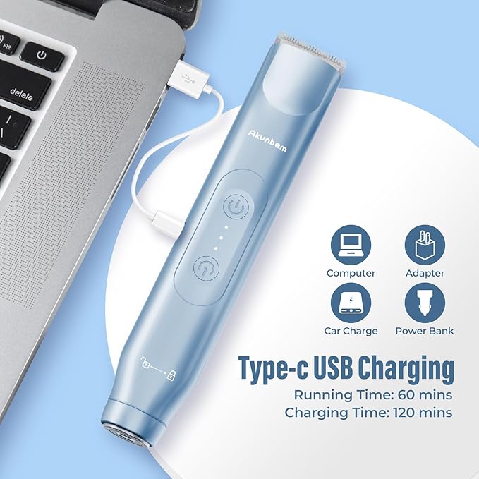 2 in 1 Women Electric Shaver Dual Head Bikini Trimmer for Women IPX7 Waterproof Wet & Dry Use Body Hair Trimmer and Facial Hair Remover for Bikini Underarm Leg Arm Body Face, Blue