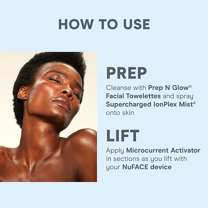 NuFACE Prep-N-Glow Facial Towelettes - 2-in-1 Exfoliating + Cleansing Makeup Remover Wipes, Hyaluronic Acid Travel Face Wipes to Hydrate & Brighten for Glowing Skin - 20 Individually Wrapped Cloths