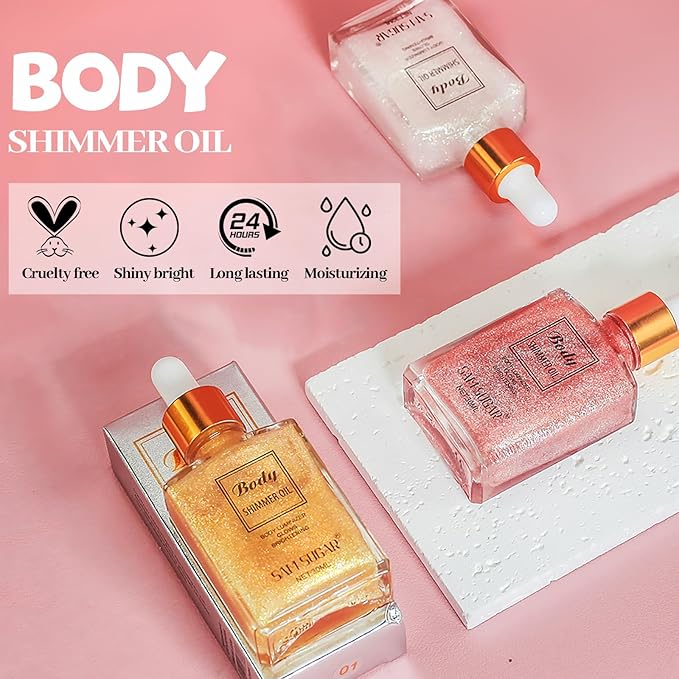 Shimmering Body Oil,Face & Body Glitter Makeup Liquid for Women