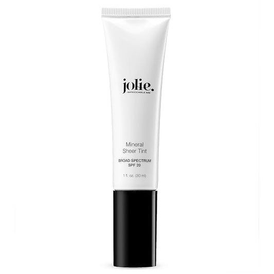 Jolie Mineral Sheer Tint SPF 20 Oil Free - Face Tinted Moisturizer - Hydration - Coverage - Sunscreen- Mineral Formula - Vegan (Porcelain)