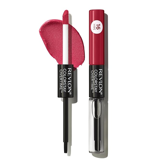 Revlon Liquid Lipstick with Clear Lip Gloss, ColorStay Overtime Lipcolor, Dual Ended with Vitamin E, 140 Ultimate Wine, 0.07 Fl Oz