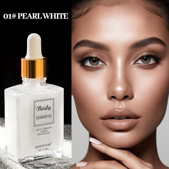 Shimmering Body Oil,Face & Body Glitter Makeup Liquid for Women