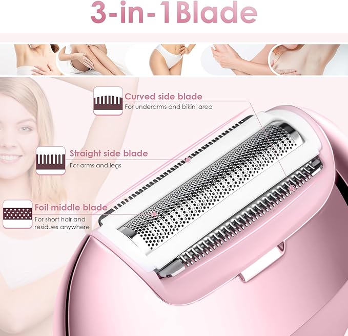 Electric Razors for Women, Rechargeable Lady Shaver, Waterproof Bikini Trimmer for Legs