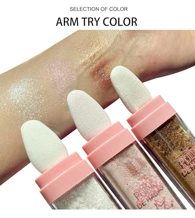 Glitter Powder Highlighter Makeup, Body Brightens the Natural Gold Color)