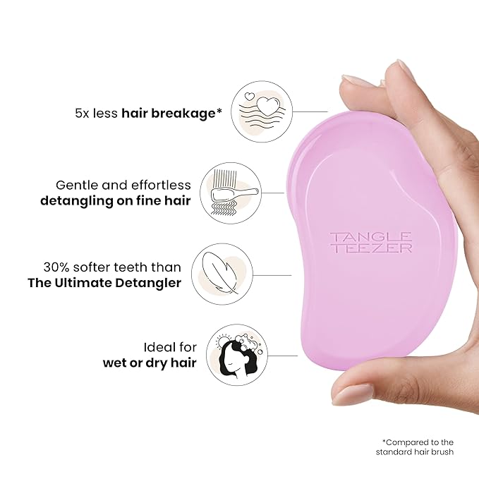 Tangle Teezer Original Detangler Brush, Dry & Wet Hair Brush for Color-Treated, Fine & Fragile Hair Types, Pink Dawn