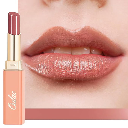Oulac Shine Red Lipstick for Women, 2 in 1 Glossy Light Red Tinted Lip Balm, Hydrating Lipstick for Dry Lips, Moisture Shine Juicy Finish Vegan 2.2g/0.07oz (17)