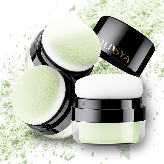 Setting Powder Lightweight Loose Powder Finishing Powder Long-Lasting Green/Translucent)-3 Boxes