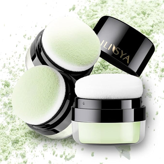 Setting Powder Lightweight Loose Powder Finishing Powder Long-Lasting Green/Translucent)-3 Boxes
