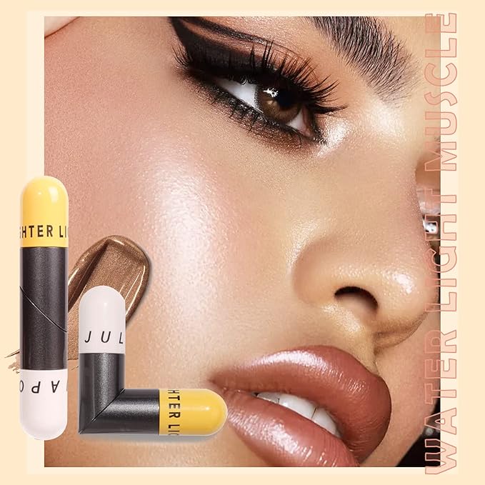 Liquid Highlighter Double-Headed Face Body Shimmer and Glitter Highlighter (Pink&Brown)