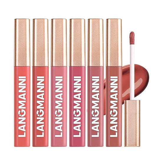 Jolilab 6 Colors Cream Texture Lip Gloss Set - Highly Pigmented, Long - Lasting, Moisturizing Makeup for Women(SetA 6Color)